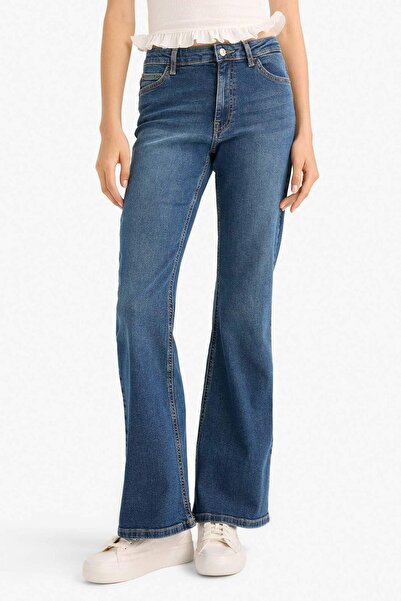 DeFacto Mia Flare Fit Normal Bel İspanyol Paça Uzun Jean Pantolon E9158AX25AU