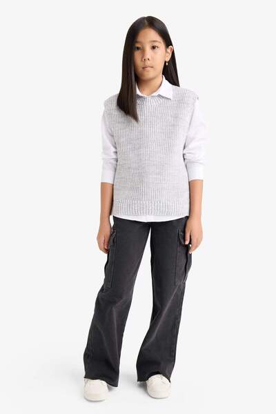 DeFacto Girl's Crew Neck Knitwear Sweater F2624A825Au