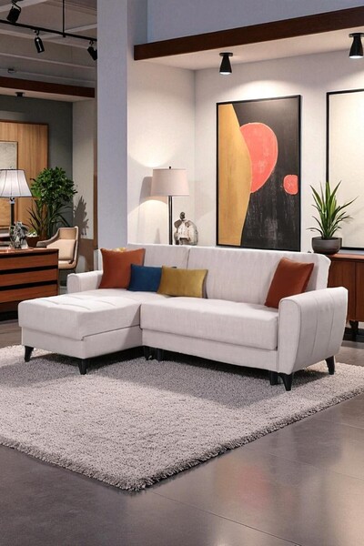 nikshop Nice Köşe Koltuk Takımı - Krem