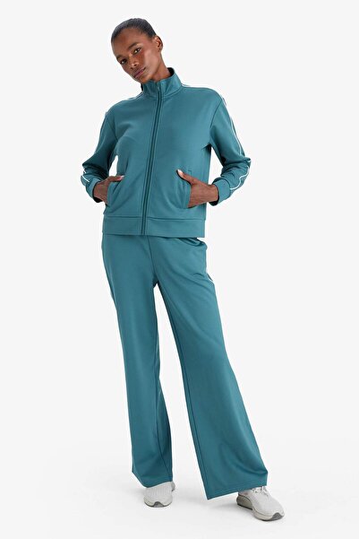 DeFacto Defactofit Wide Leg Wide Leg with Pockets Ribbed Standard Length Inside Soft Furry Sportsman Pants F3846Ax25