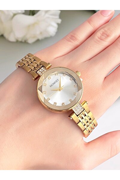 Homies ساعة يد نسائية بسوار فولاذي، وعلبة هدايا وسوار