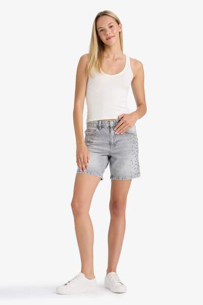 DeFacto High Waist Jean Bermuda Shorts F9968Ax25Au