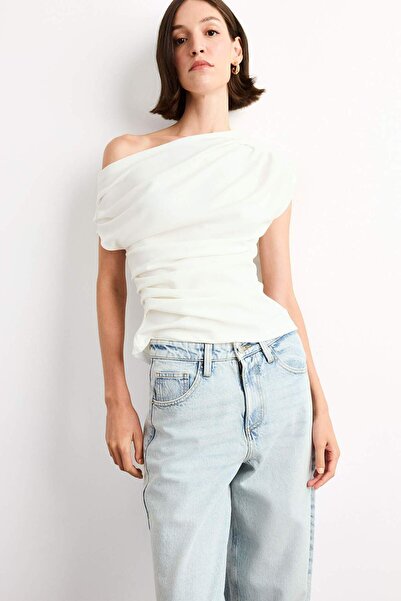 DeFacto Fitted Basic Düz Tek Omuzlu Bluz F8993AX25SM