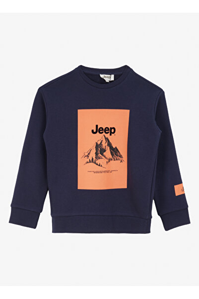 JEEP Lacivert Erkek Çocuk Baskılı Sweatshirt C4WB-SWT4550 Beden: 11-12 Yaş