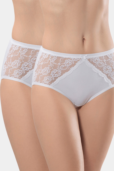 TÜREN Жіночі трусики з лайкрою та мереживом (упаковка з 2 штук) 282/Білі