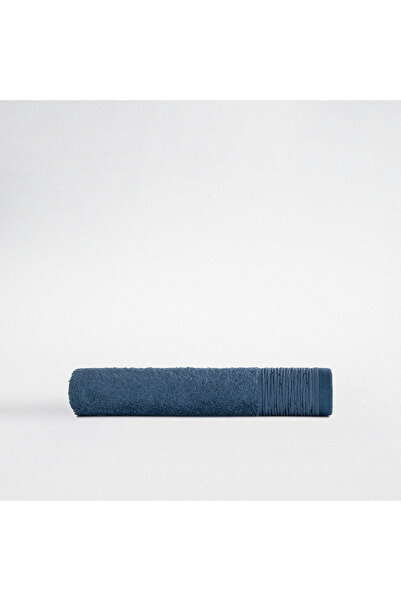 Ecocotton Derin El Yüz Havlusu %100 Organik Pamuk Nakışlı Koyu Mavi 50x90 Cm