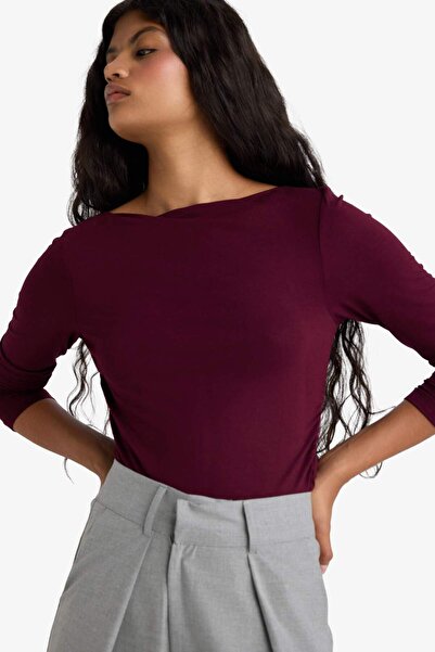 DeFacto Μακρυμάνικο μπλουζάκι με λεπτή εφαρμογή Slim Fit Boat Neck F9029AX25AU