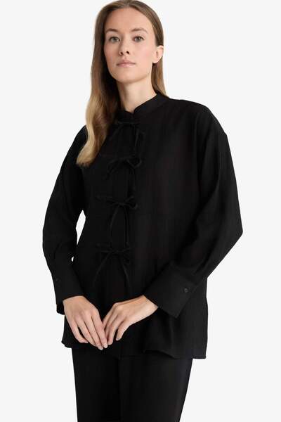 DeFacto Regular Fit Krinkıl Kumaş Uzun Kollu Tunik F9919AX25AU