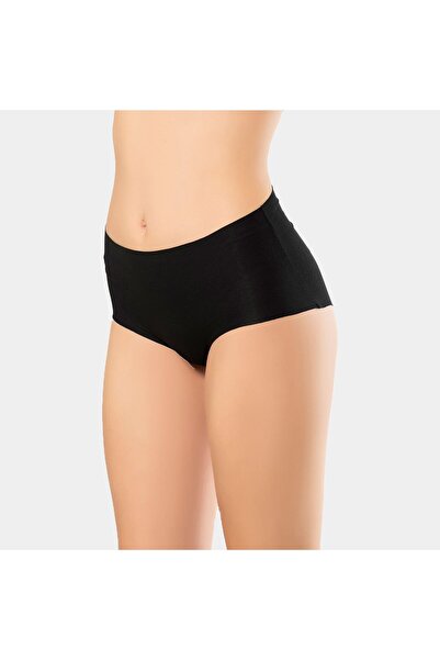 TÜREN Women's Laser Cut Cotton High Waist Hipster Panties 911/Black