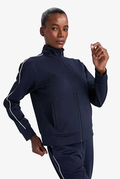 DeFacto DeFactoFit Slim Fit Slim Fit Guler în picioare Moale cu blană Cardigan cu fermoar F3844AX25AU