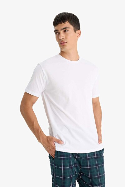 DeFacto Pijama Takımı Regular Fit Kısa Kollu Üst Kareli Uzun Alt F5893AX25AU