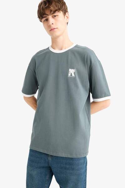 DeFacto Μπλουζάκι με κοντό μανίκι με στάμπα με λαιμόκοψη G0001AX25HS