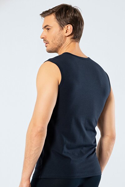 Cacharel Men's V-Neck Sports Undershirt 1304/Navy Blue