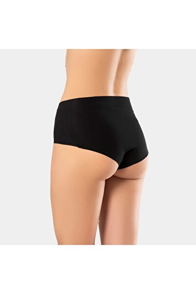 TÜREN Women's Laser Cut Cotton High Waist Hipster Panties 911/Black