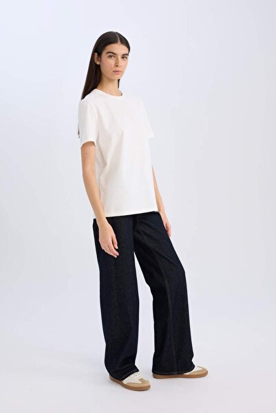 DeFacto Relax Fit Crew Neck Basic Plain Premium Short Sleeve T-Shirt B6437Ax25Sp
