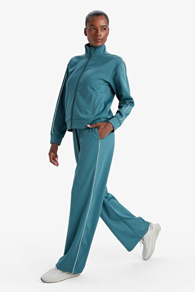 DeFacto Defactofit Wide Leg Wide Leg with Pockets Ribbed Standard Length Inside Soft Furry Sportsman Pants F3846Ax25