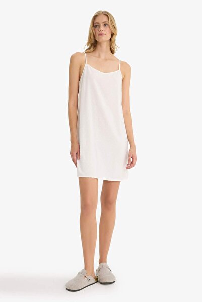 DeFacto Regular Fit U Neck Voile Strap Nightgown-Fall in Love F8929Ax25Hs