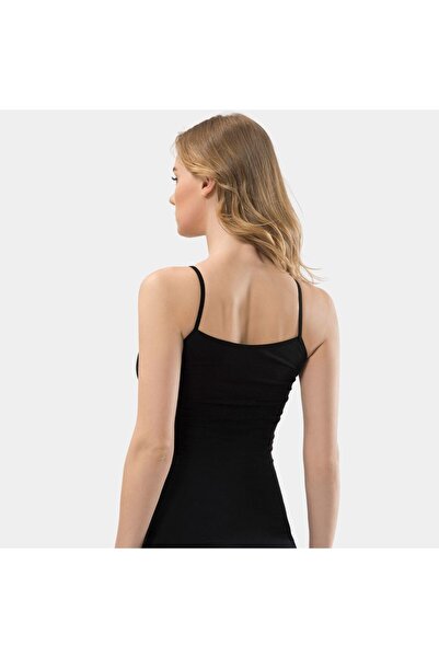 TÜREN Women's String Strap Camisole Lycra 2-Piece Cotton Undershirt 221/Black