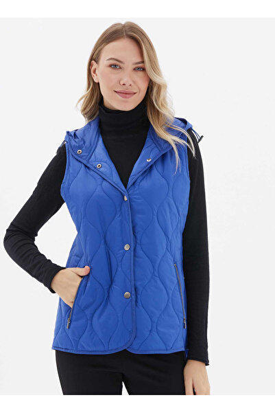 Selen Saks Kadın Kapüşon Standart Kapitone Yelek 24KSL2040