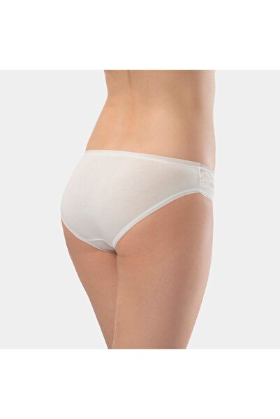 TÜREN Women's Lace Waist Lycra 2-Piece Cotton Bikini Panties 262/Cream