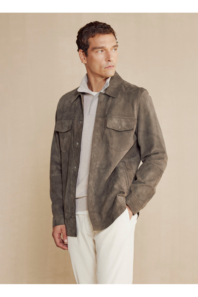 BROOKS BROTHERS Vizon Erkek Deri Ceket BBFW24MSH024