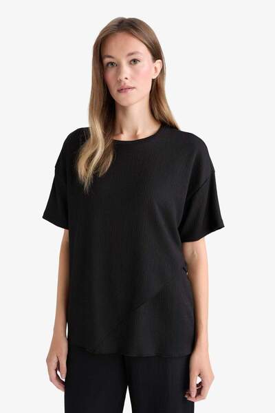 DeFacto Μπλουζάκι με κοντό μανίκι με κανονική εφαρμογή Crew Neck Twist F6505AX25AU