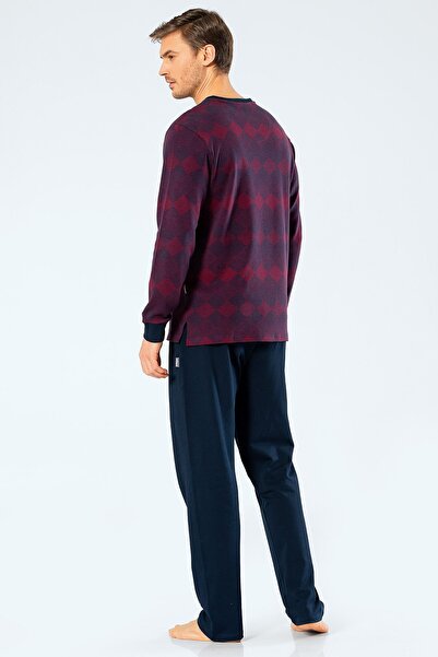 Cacharel Men's Jacquard Baklava V-Neck Pajama Set 2194/Burgundy