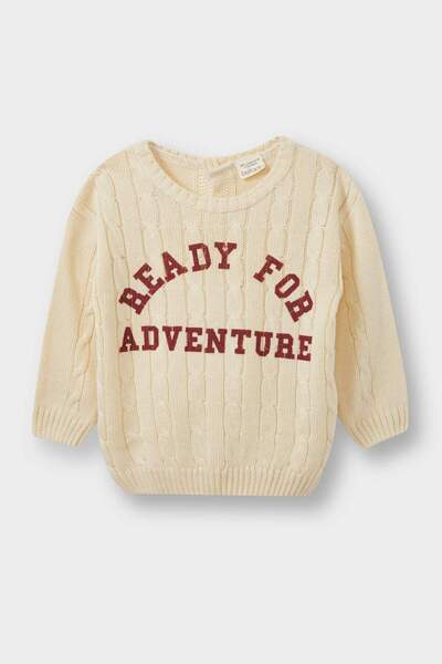 DeFacto Baby Boy Crew Neck Printed Knitwear Sweater F2578A525Au