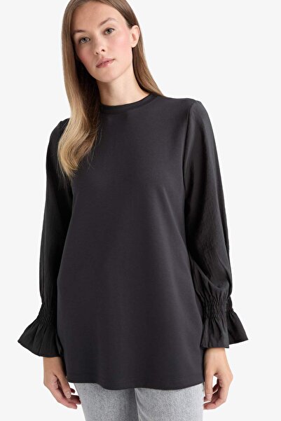 DeFacto Regular Fit Crew Neck Long Sleeve Tunic F6165Ax25Au