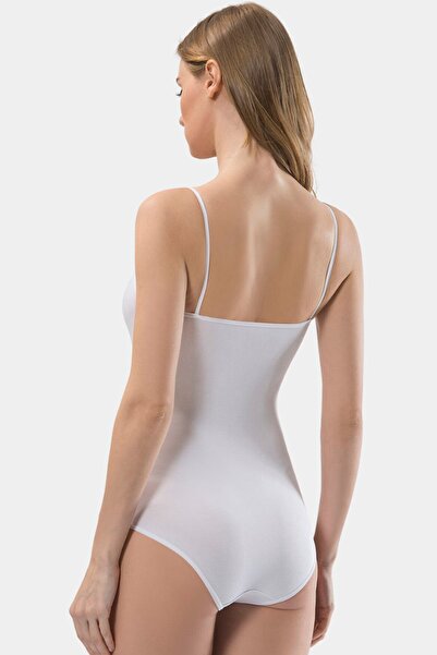 TÜREN Women's String Strap Cotton Underwire Bodysuit 284/White