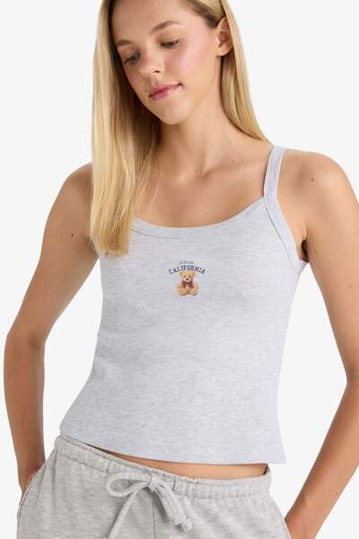 DeFacto Printed Rib Tank-Fall in Love F6051Ax25Au