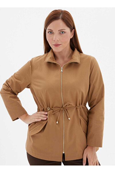 Selen Deve Tüyü Kadın Dik Normal Düz Trençkot 24KSL9399-BB