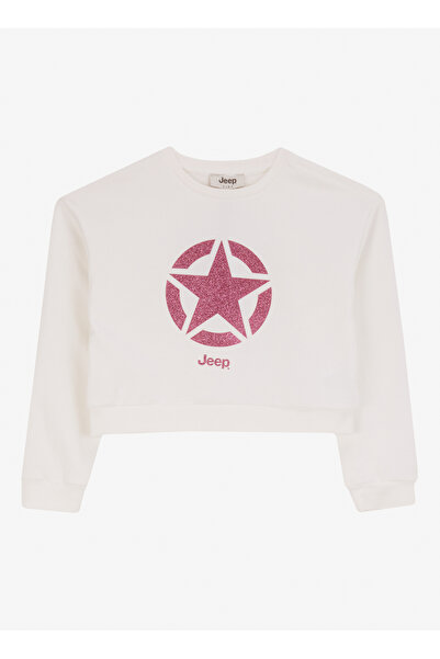 Jeep Ekru Kız Çocuk Payetli Sweatshirt J4WG-SWT7563 Beden: 7-8 Yaş