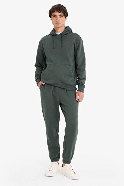 DeFacto Regular Fit Beli Bağcıklı Cepli Paçası Lastikli Şardonlu Basic Düz Jogger Eşofman Altı E6326AX25AU