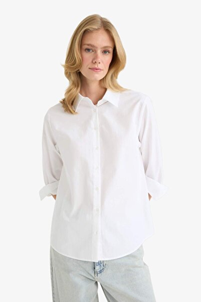 DeFacto Regular Fit Poplin Uzun Kollu Gömlek F9072AX25AU