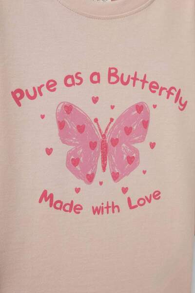 DeFacto Baby Girl Crew Neck Butterfly Pattern Long Sleeve T-Shirt E9019A525Au