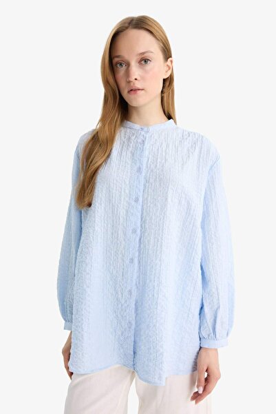 DeFacto Relax Fit Bisiklet Yaka Gofre Dokulu Uzun Kollu Tunik D4145AX25AU