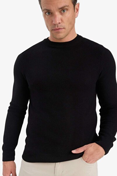 DeFacto Standard Fit Crew Neck Basic Textured Knitwear Sweater F1777Ax25Au