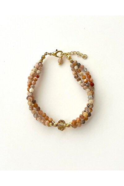 eyla collection Amber Glow Tasarım Güneş Taşı 3 Sıra Bileklik, Bilezik
