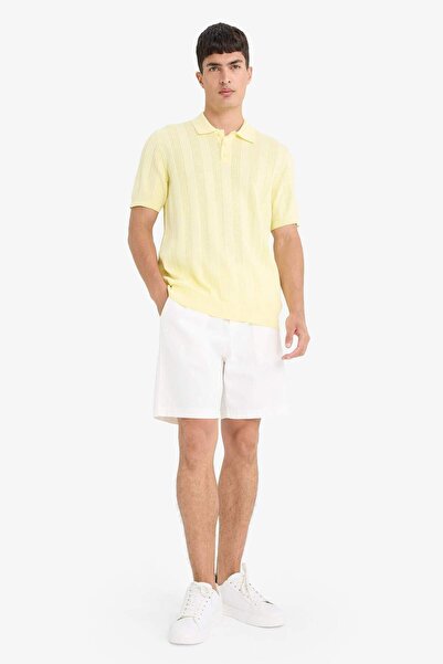 DeFacto Πλεκτό μπλουζάκι με κοντό μανίκι 100% βαμβακερό γιακά πόλο F7133AX25SM