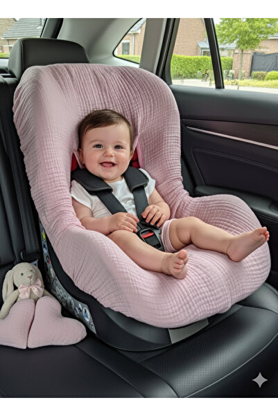 Joyous Mom Kids 4 Layer Muslin Baby Car Seat Cover Elastic 100% Cotton Organic Car Seat Cover