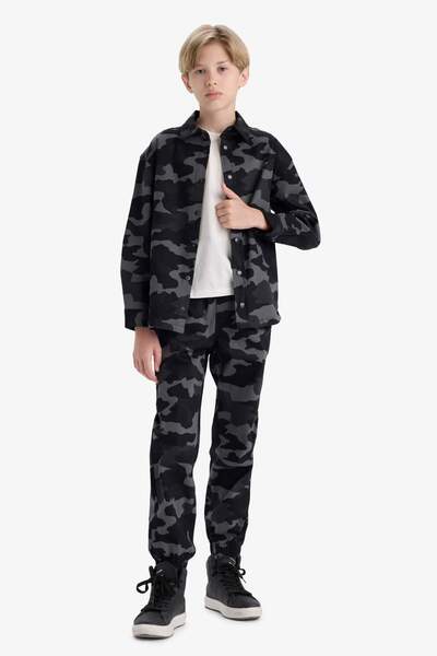 DeFacto Boy's Jogger Fit Camouflage Patterned Gabardine Trousers F1175A825Au