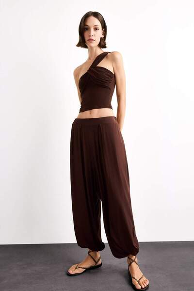 DeFacto Baggy Fit Normal Waist Jogger Leg Ankle Length Modal Trousers G0671Ax25Sm