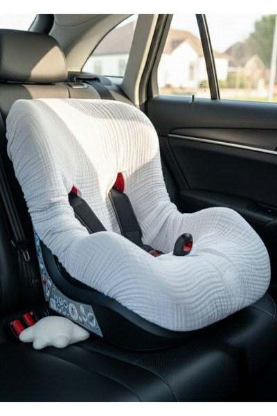 Joyous Mom Kids 4 Layer Muslin Baby Car Seat Cover Elastic 100% Cotton Organic Car Seat Cover