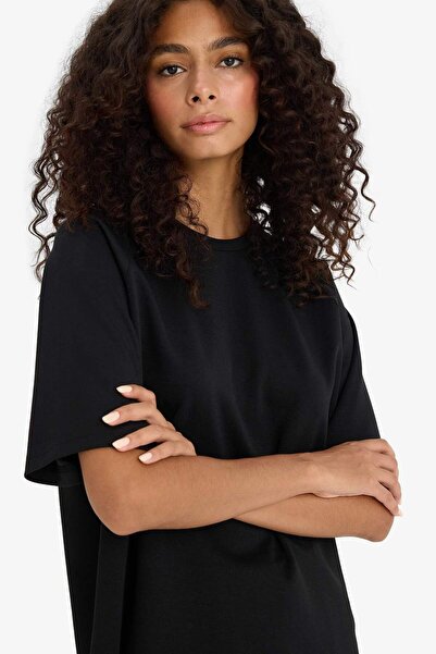 DeFacto Relax Fit Bisiklet Yaka Yumuşak Dokulu Modal Kısa Kollu Tişört F1031AX25AU