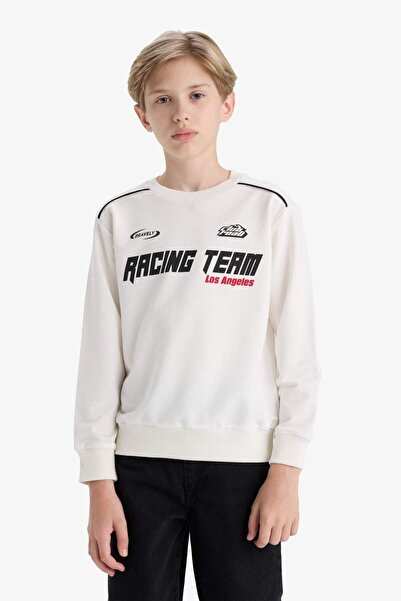 DeFacto Erkek Çocuk Bisiklet Yaka Baskılı Sweatshirt F1963A825AU