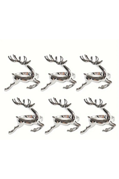 İsmet metal aksesuar 6 Pcs - Running Deer Napkin Rings Silver (Tarnish Resistant) - Metal Accessory