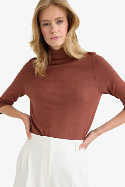DeFacto Regular Fit Turtleneck Half Sleeve Basic Plain Knitwear Sweater U8280Az25Au