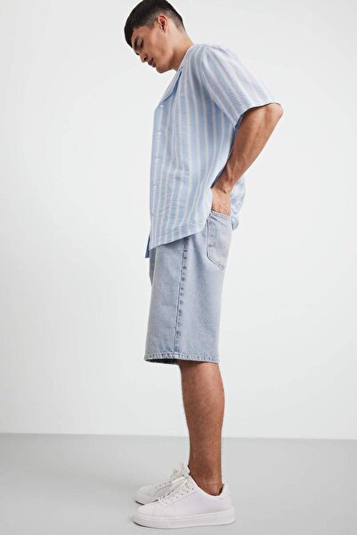 DeFacto %100 Pamuk Baggy Fit Jean Bermuda Şort F7910AX25HS