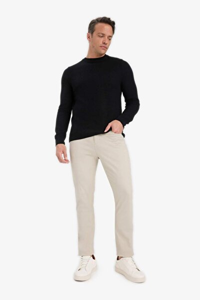 DeFacto Standard Fit Crew Neck Basic Textured Knitwear Sweater F1777Ax25Au